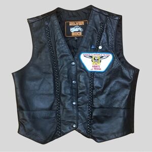 Silver Bike Women’s Leather Biker Vest w/ Patches XL Abate Indiana Motorcycle